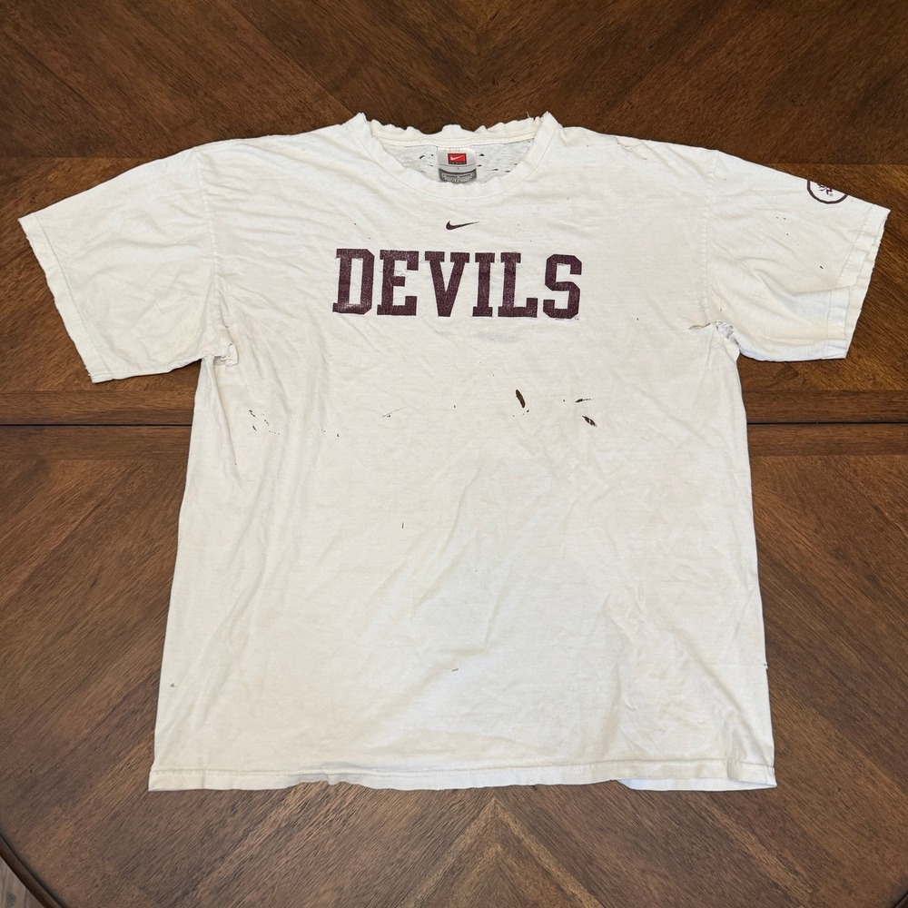 Vintage Nike Arizona State Sun Devils Distressed T-Shirt Mens L White Thrashed